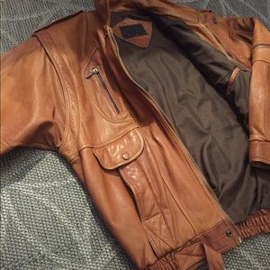 Vintage Napa Leather Bomber Full Zip Jacket